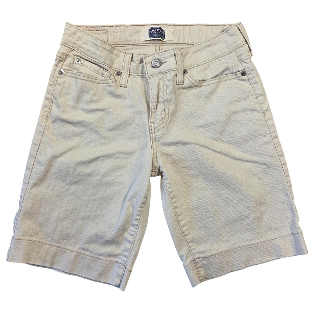 Signature by Levi Strauss & Co Womens Khaki Bermuda Shorts Tan Stretch Size 6